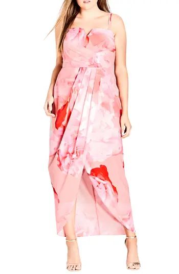 Plus Size Women's City Chic Girly Rose Strapless Maxi Dress | Nordstrom