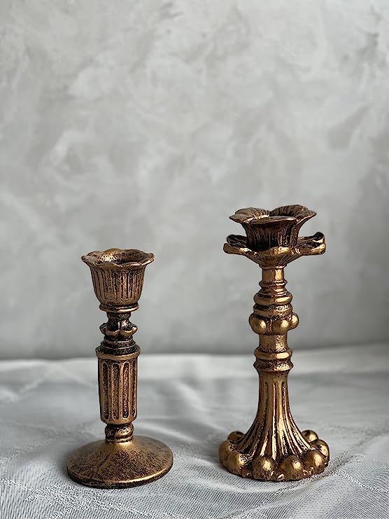 Kolnlala French Nostalgic Floral Resin Candle Holder Antique Bronze/Furniture Decoration/Retro Or... | Amazon (US)