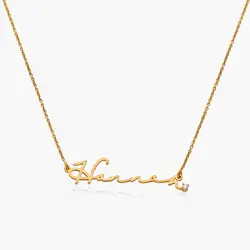 Mon Petit Name Necklace with Diamond - Gold Vermeil | Oak & Luna (US)