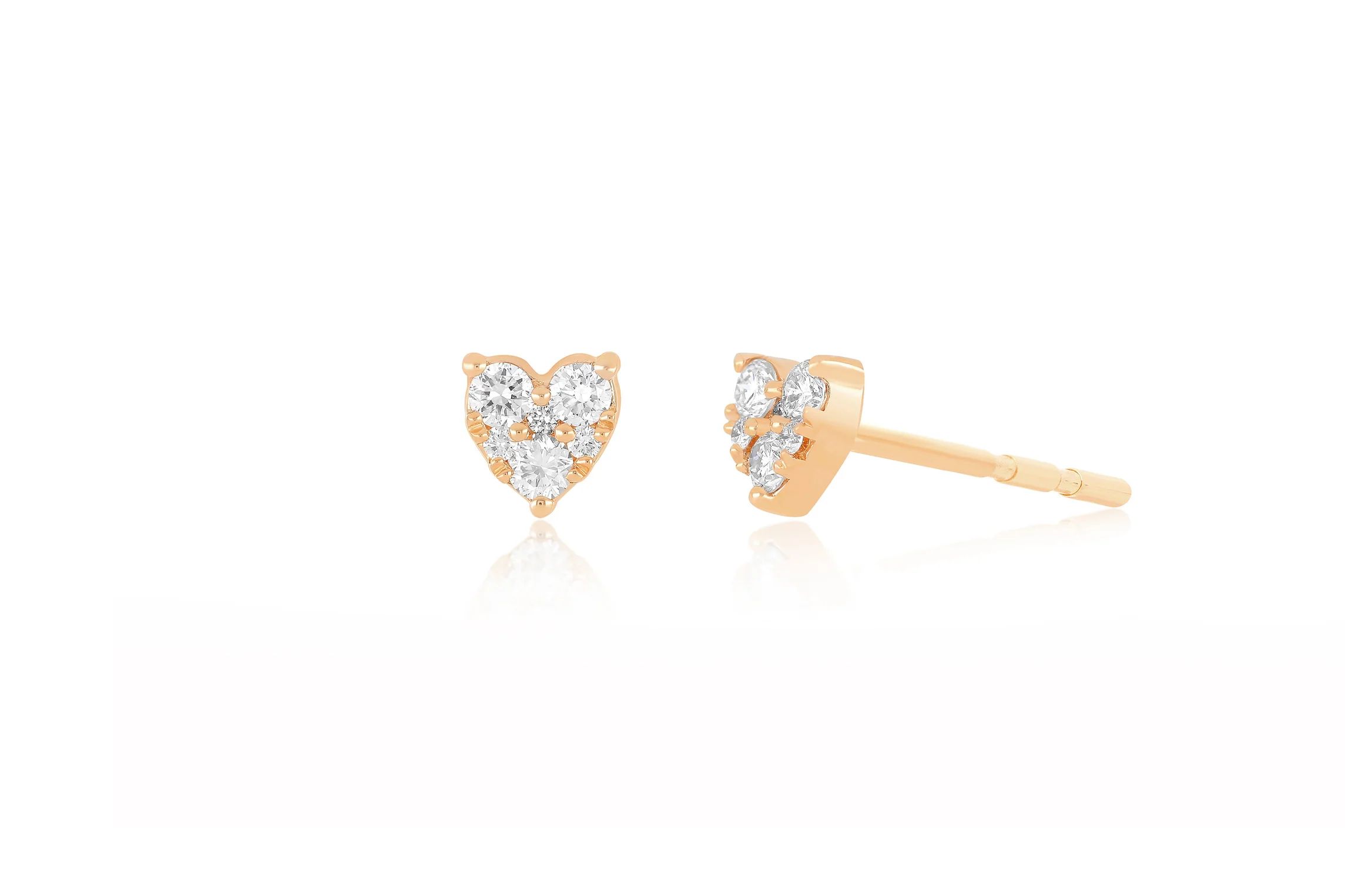 Full Cut Diamond Mini Heart Stud Earring | EF Collection