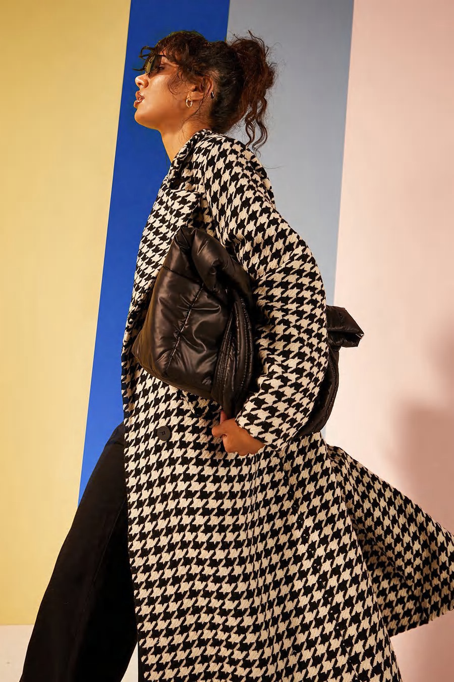 Dogtooth Structured Wool Coat | Boohoo.com (US & CA)