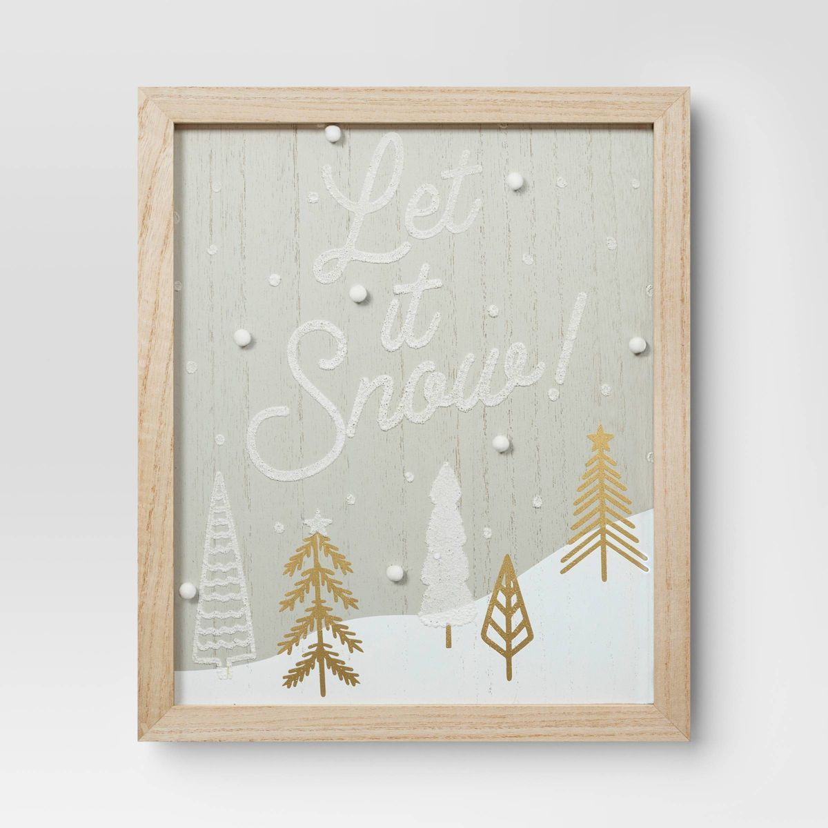 10"x10" Framed 'Let it Snow' Hanging Christmas Wall Décor Gray/White - Wondershop™ | Target