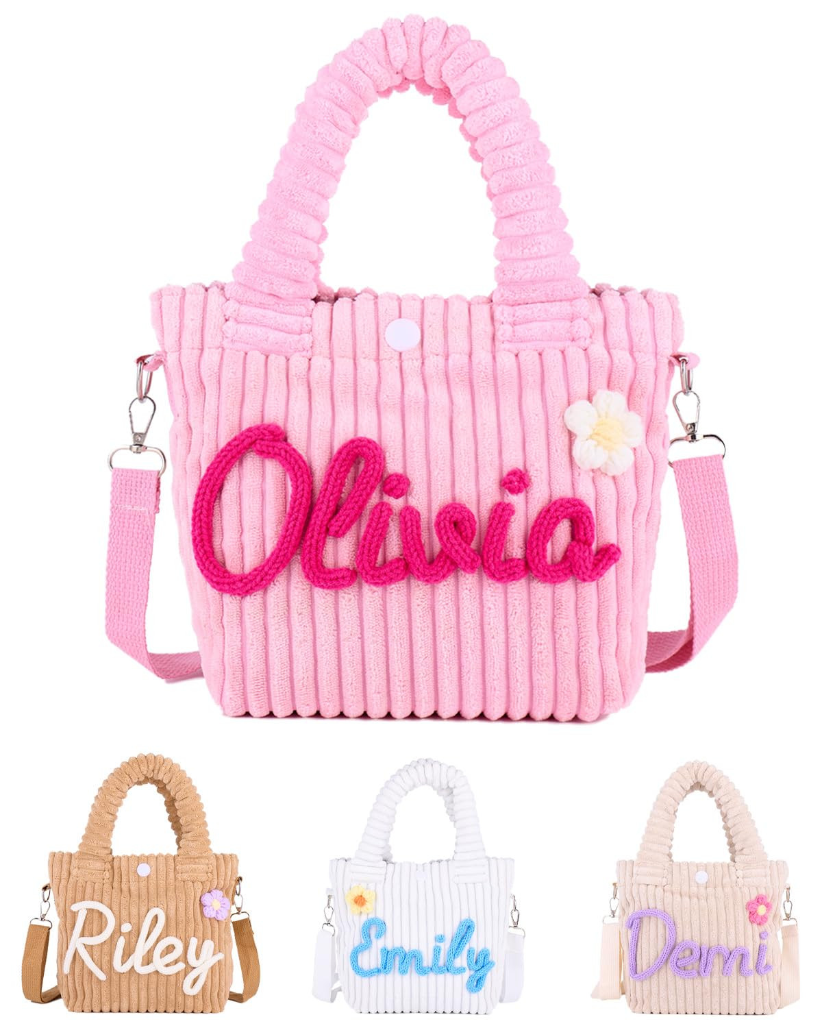 Personalized Embroidered Girls Lunch Bag with Name, Custom Toys Snack Candy Corduroy Totes for Pi... | Amazon (US)