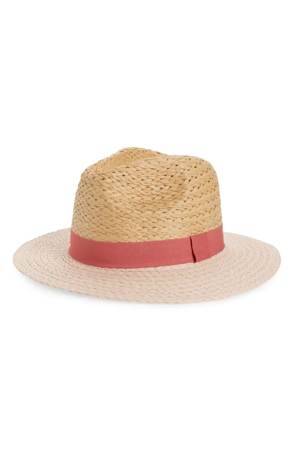 Nordstrom Braided Two-Tone Paper Straw Panama Hat in Pink Combo at Nordstrom | Nordstrom Canada