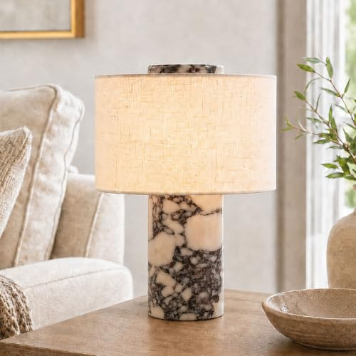 KlkrzJwy Marble Table Lamp, 9.8" Cordless Rechargeable Touch Bedside Lamp | Amazon (US)