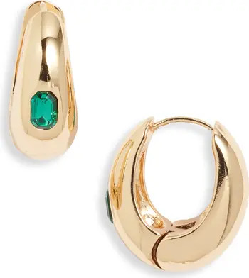 Deco Cubic Zirconia Hoop Earrings | Nordstrom