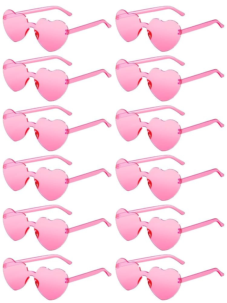 12 Pairs Heart Shaped Sunglasses for Women Colorful Glasses Fun Trendy Transparent Heart Sunglass... | Amazon (US)