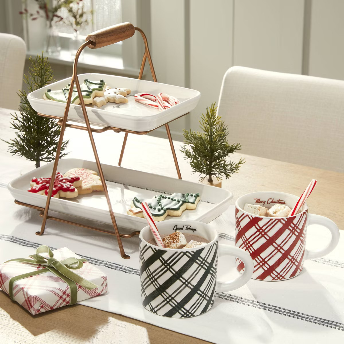 Tiered Nordic Christmas Trim Stoneware & Metal Serving Stand - Hearth & Hand™ with Magnolia | Target