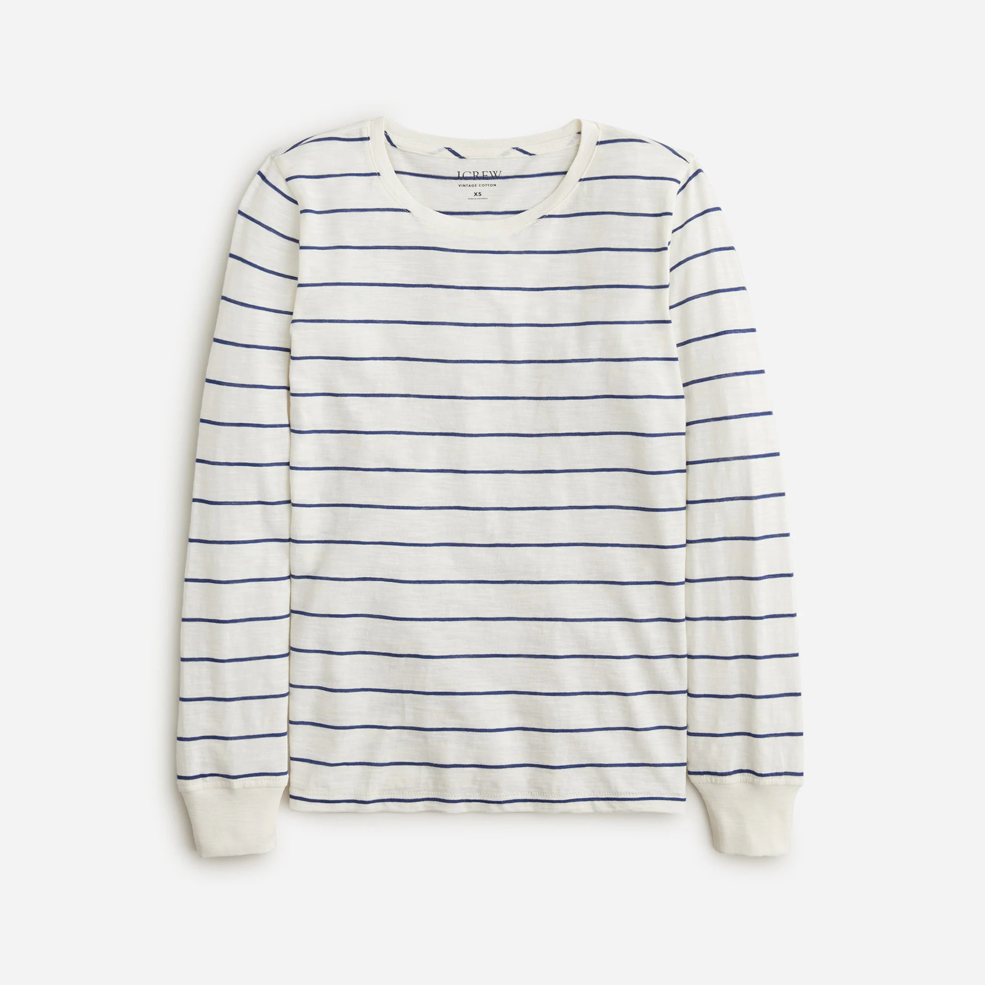 J.Crew: Vintage Cotton Long-sleeve Crewneck T-shirt In Stripe For Women | J. Crew US