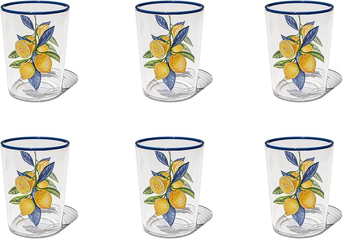 Lemon Orchard Acrylic Drinking Glass - Yellow - 16.8 oz - Set of 6 | Amazon (US)