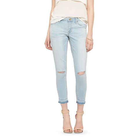 Mid-Rise Slit Knee Cropped Jean Light Denim - Mossimo | Target