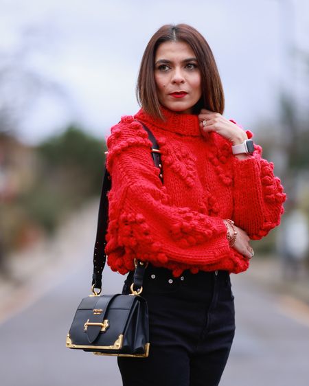 Red Sweater Black Mom Slim Fit Jeans  Black Leather Prada Bag

#LTKeurope #LTKover40 #LTKstyletip