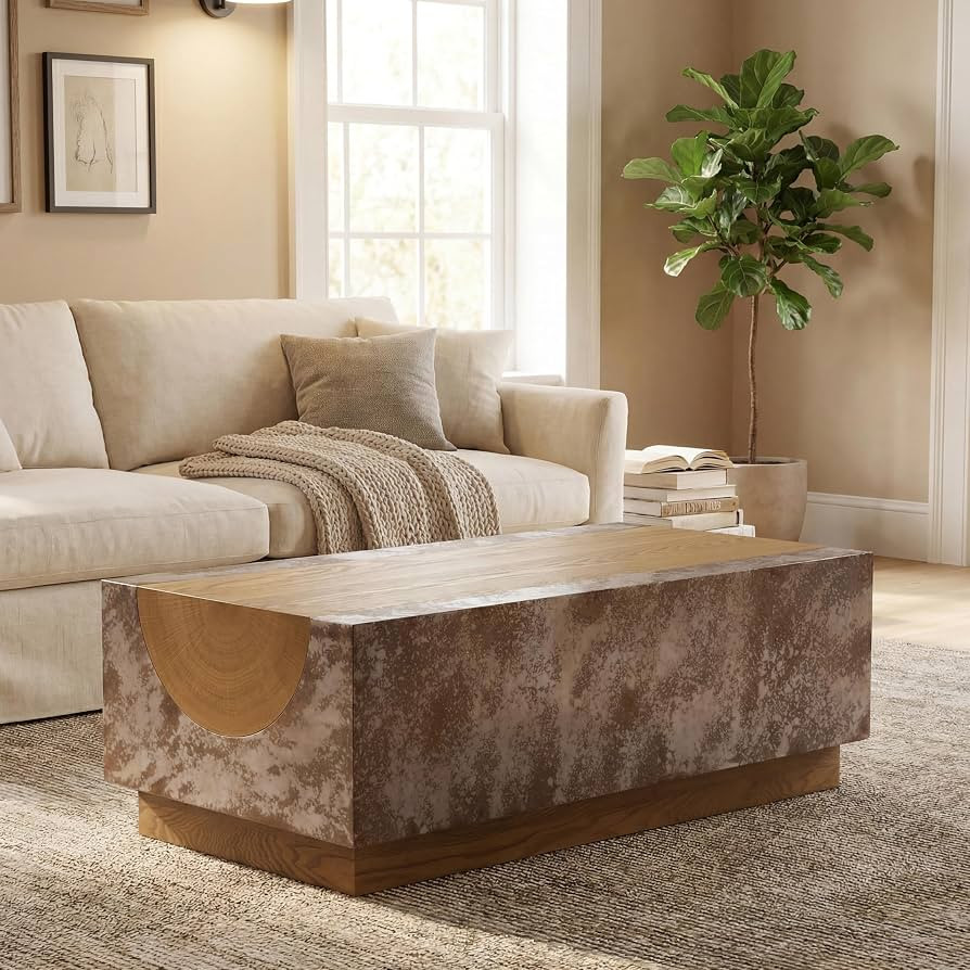 Christopher Knight Home Nellie Rectangular Coffee Table, MDF Wood Coffee Table with Pedestal Base... | Amazon (US)