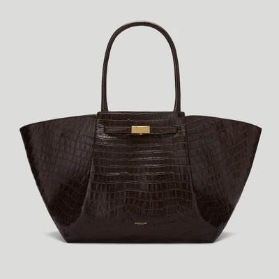 DeMellier The New York in Dark Chocolate Croc-Effect Leather Shoulder bag | DeMellier
