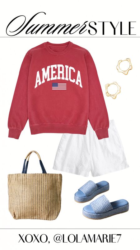 Love this patriotic summer look!

Use code LOLAMARIE710 to save on 🇺🇸 crewneck! 

#fourthofjuly #patrioticstyle #summerstyle
