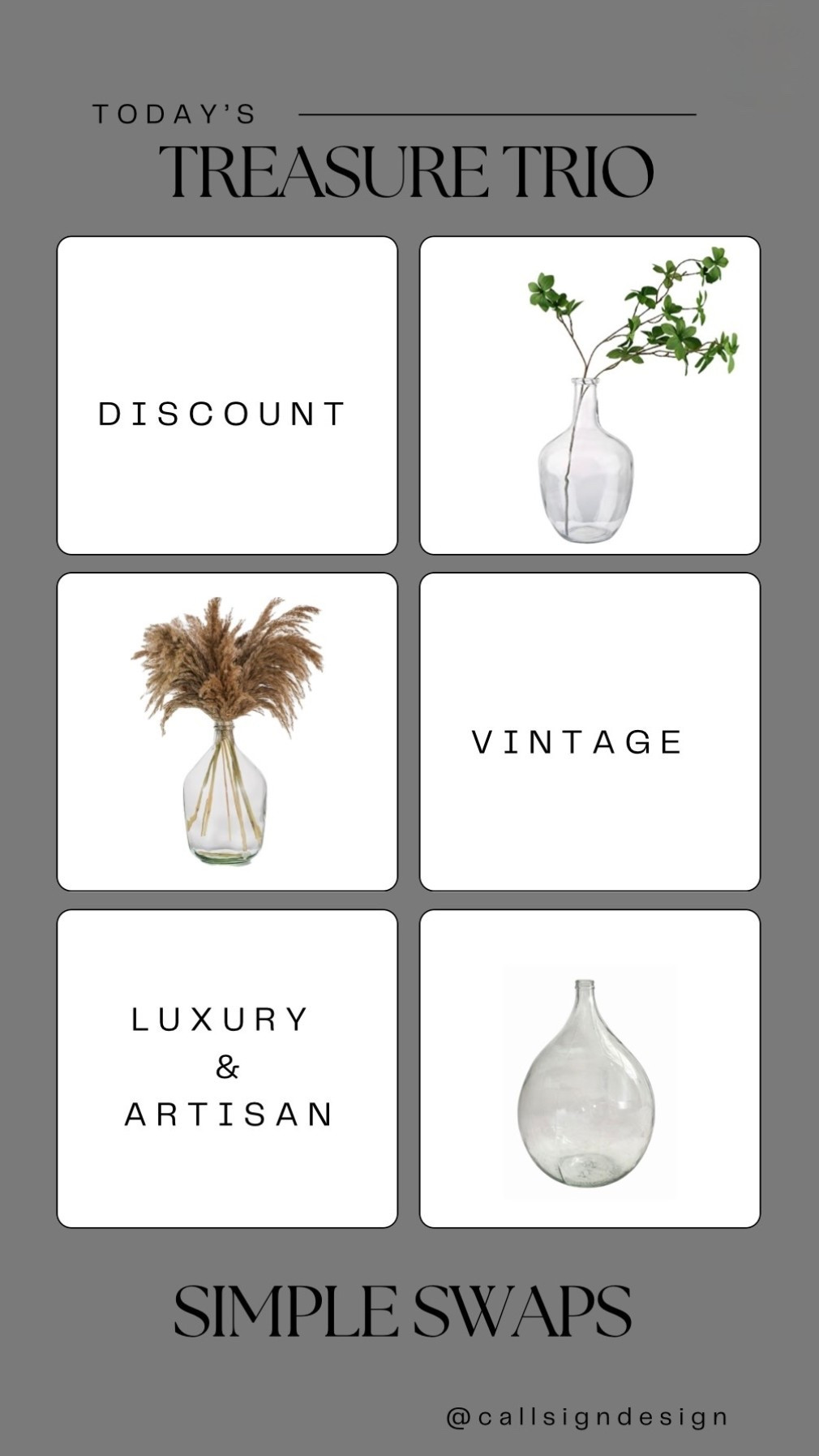 A room feels instantly more intentional with a large clear glass floor vase. Effortless and sculptural, it adds height, light, and quiet elegance while letting natural stems or branches shine. 

#GlassVase #FloorVase #TimelessDecor #InteriorStyling #HomeDecor #DesignDetails #ClassicHome #callsigndesign