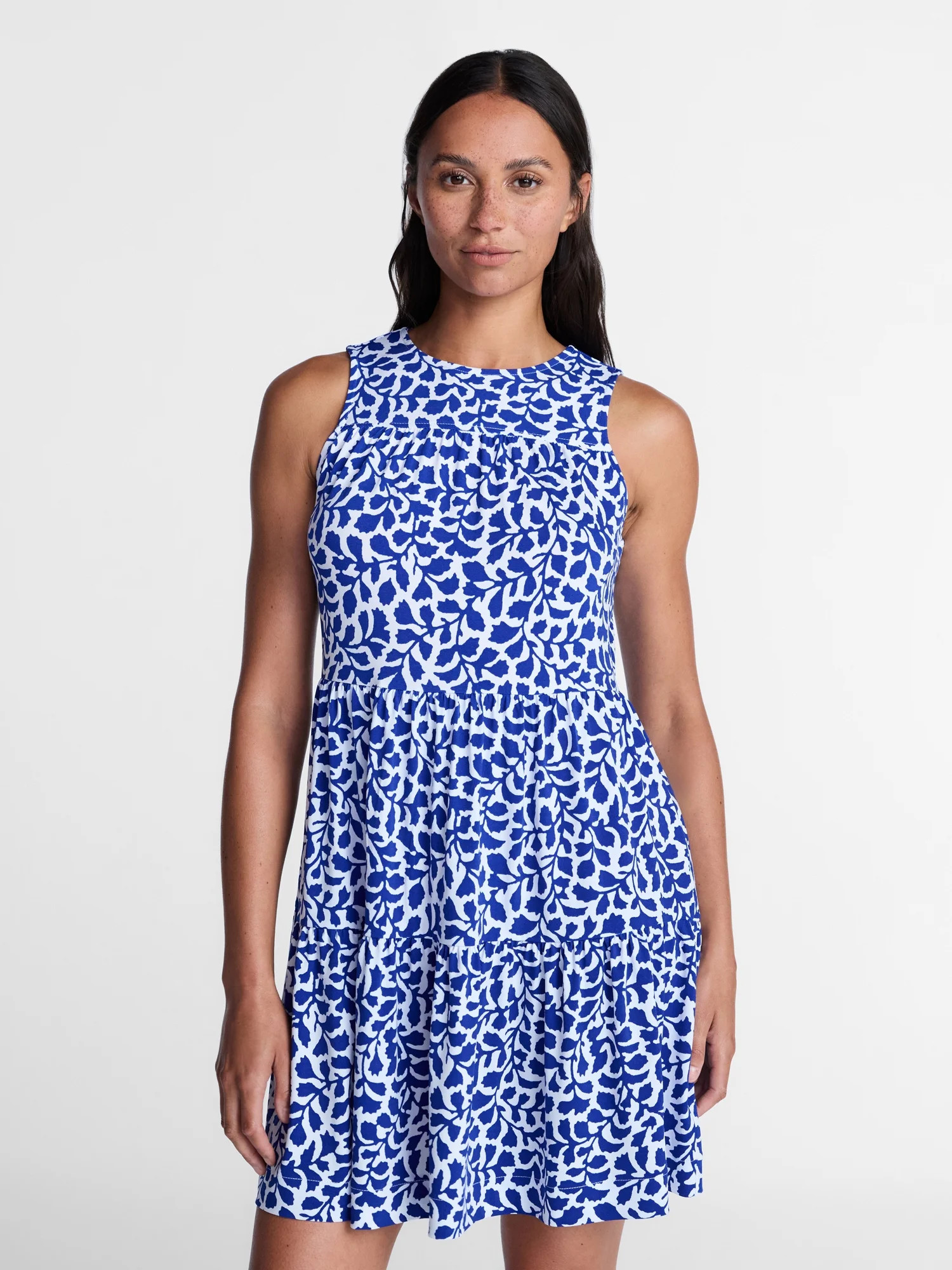 Time and Tru Women's and Women's Plus Sleeveless Tiered Mini Dress, Sizes XS-4X | Walmart (US)