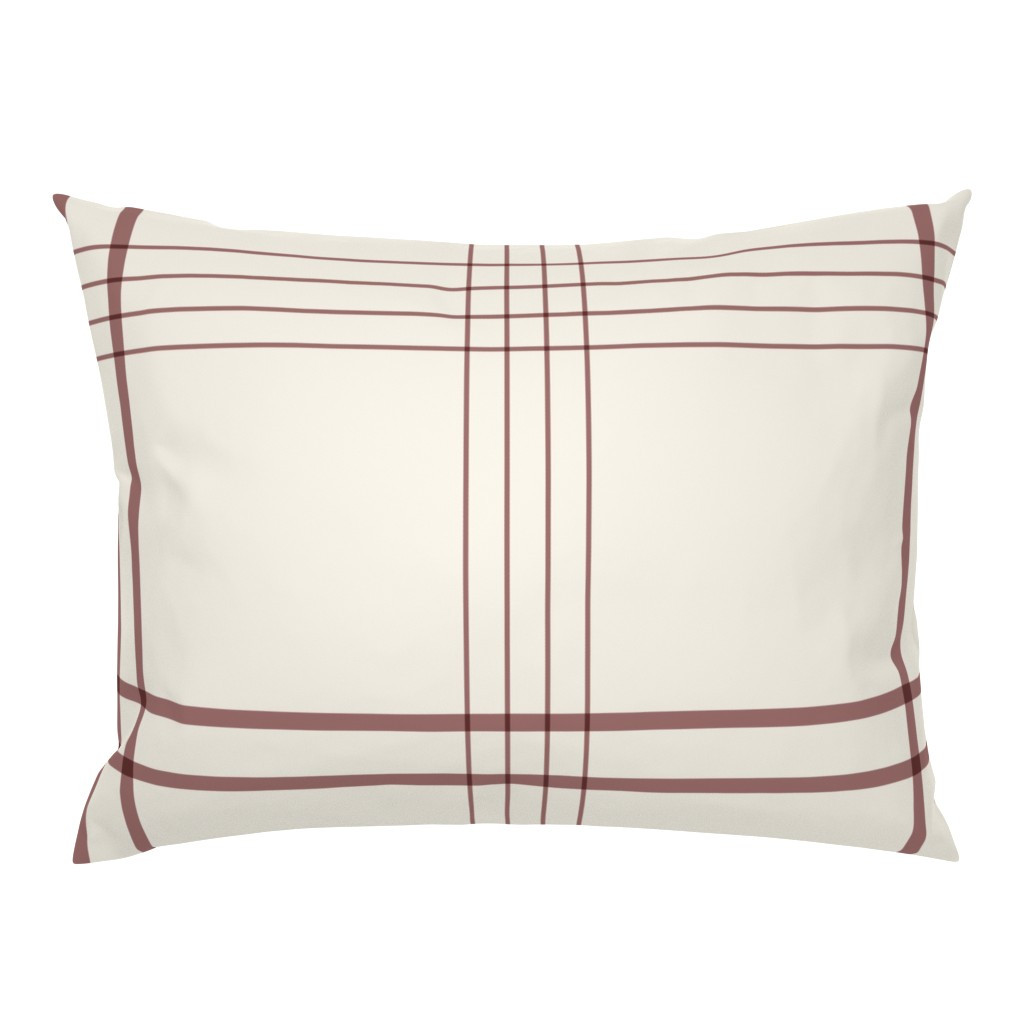JUMBO / classic plaid stripe copper rose pink creamy white simple Pillow Sham | Spoonflower | Spoonflower