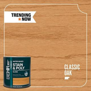 1 qt. #TIS-356 Classic Oak Gloss Semi-Transparent Water-Based Interior Stain and Poly in One | The Home Depot