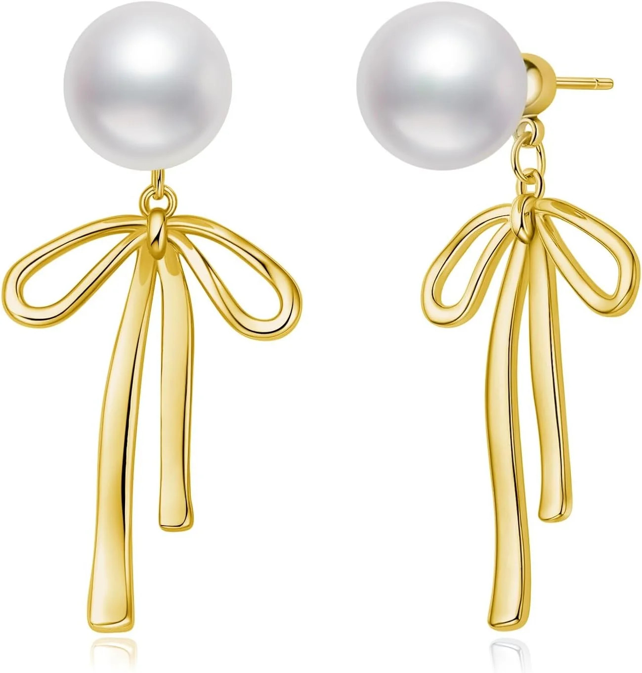 XBage Small Gold Silver Pearl Bow Earrings For Women Trendy 925 Sterling Silver Post Dainty 14K G... | Walmart (US)