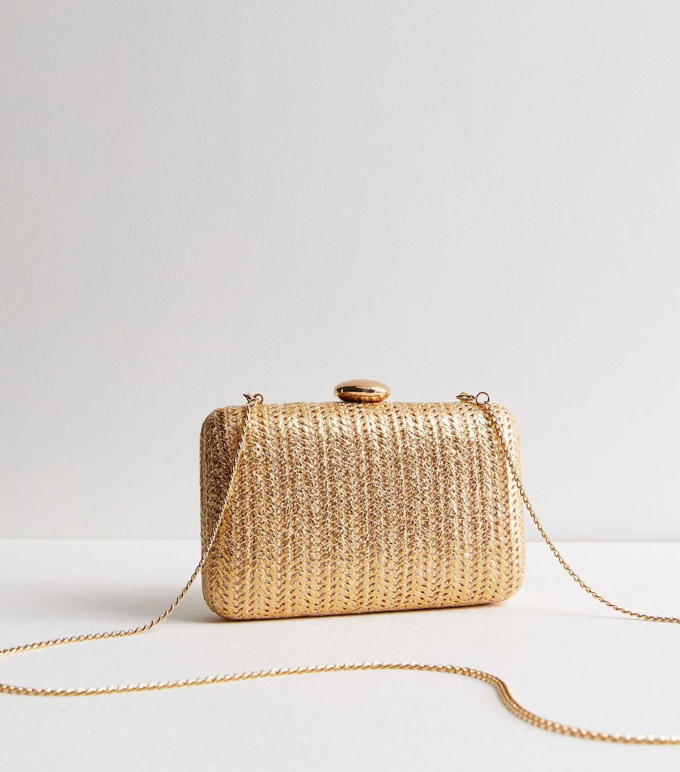 Gold Raffia Box Clutch Bag | New Look | New Look (UK)