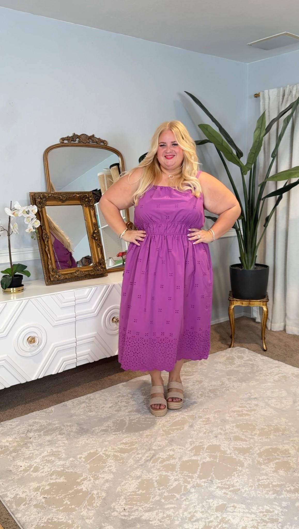 The perfect eyelet affordable summer dress
Wearing 2x fits roomy 

#LTKPlusSize #LTKStyleTip #LTKFindsUnder50