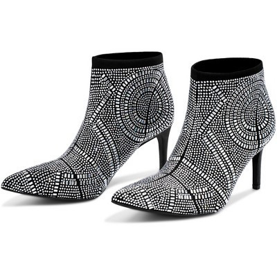 BLISSFUL STEP Pointed Toe Rhinestone Stiletto Heel Ankle Booties 7.5 Black | Target