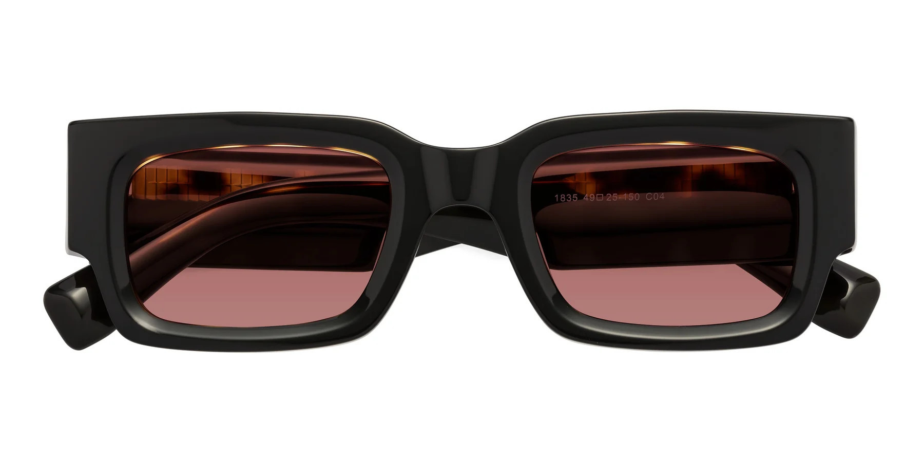 Tortoise Hipster Thick Rectangle Tinted Sunglasses with Garnet Sunwear Lenses - Kirn | Yesglasses