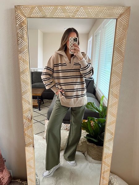 Abercrombie Sloane tailored pants on sale! I size up one (wearing size 26) as they run a little small in the waist! Wearing a small Amazon pullover

Trousers | Amazon sweater | casual outfit 

#LTKstyletip #LTKsalealert