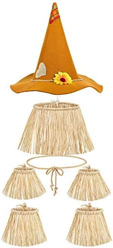 Geyoga 7 Pieces Scarecrow Costume Set Include Raffia Scarecrow Straw Kit Hat for Halloween Harves... | Amazon (US)