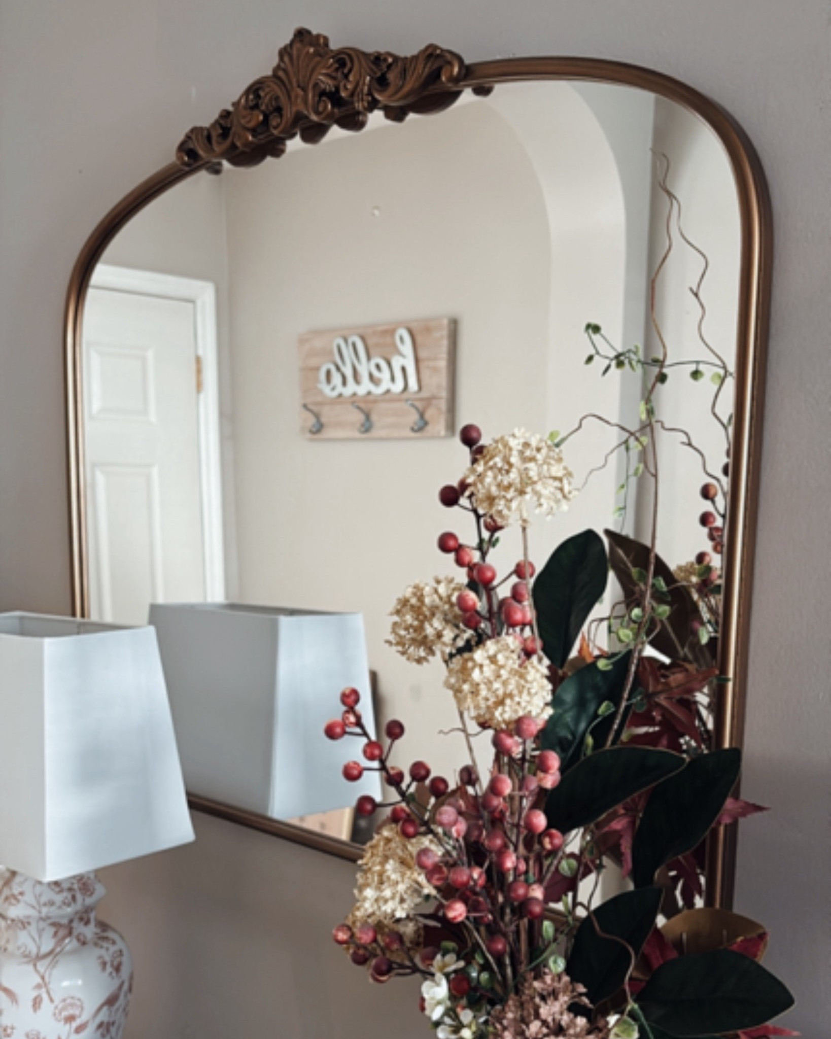 The absolute most gorgeous vintage gold mirror for an entryway…and way less expensive than the “other” brands.