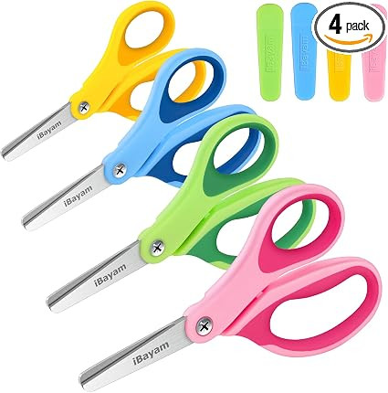 iBayam Kids Scissors, 5" Small Safety Student Scissors with Blunt Tip for Toddler School Classroo... | Amazon (US)