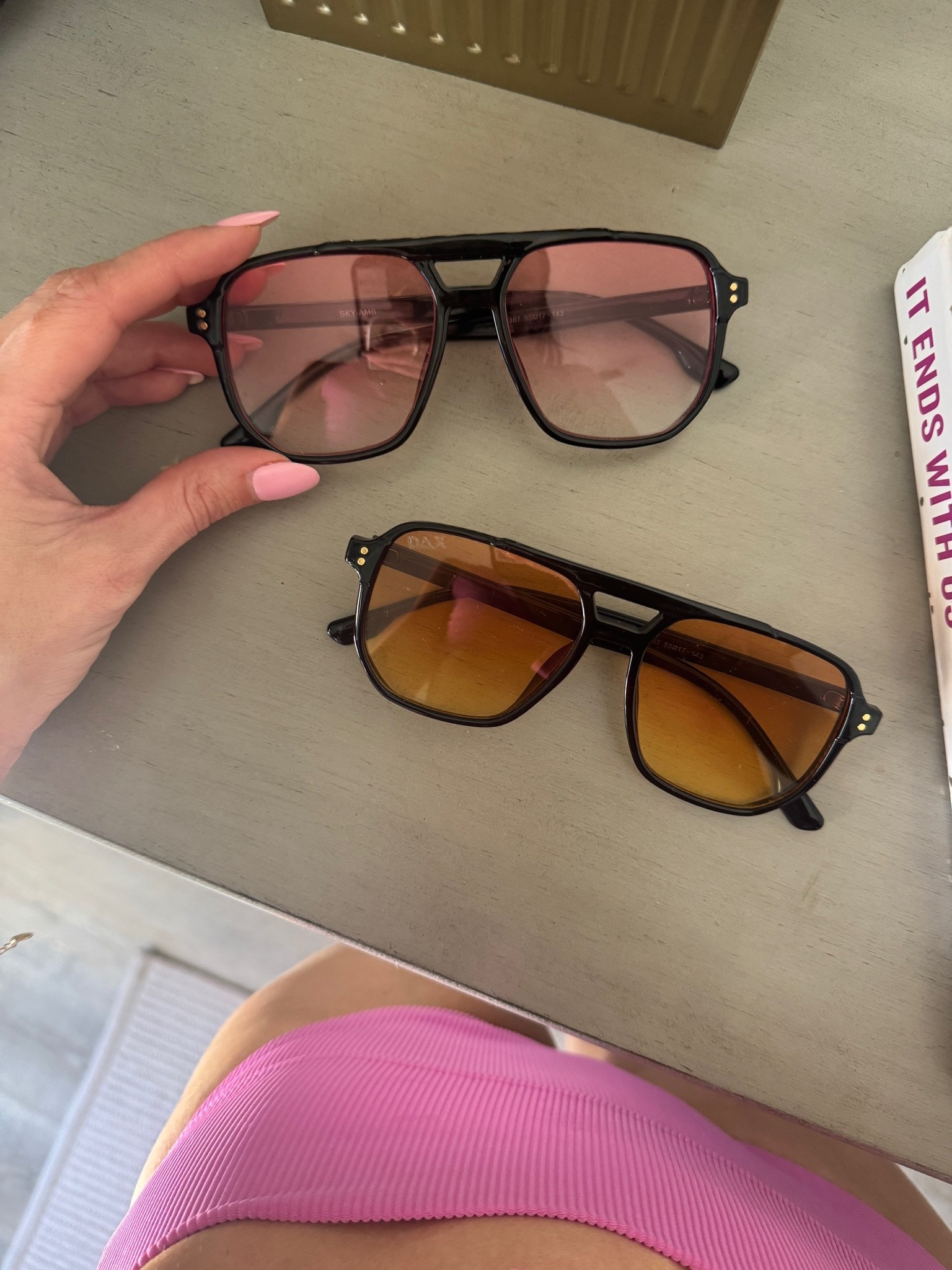 The coolest sunnies for summer. Love these amber and pink lenses