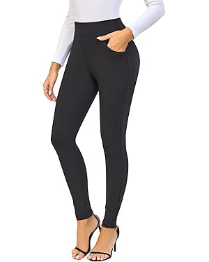 Pants for Women, Comfort Stretch Skinny Slim Dress Pants, Skinny High Waist Pull on Pants with Po... | Amazon (US)