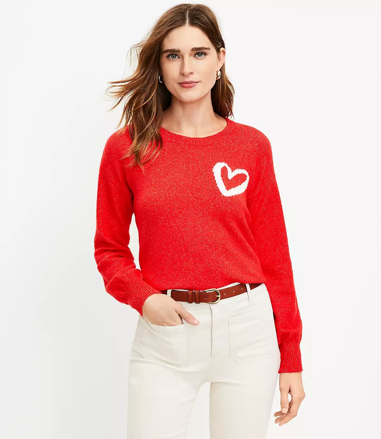 Heart Draped Sleeve Sweater | LOFT