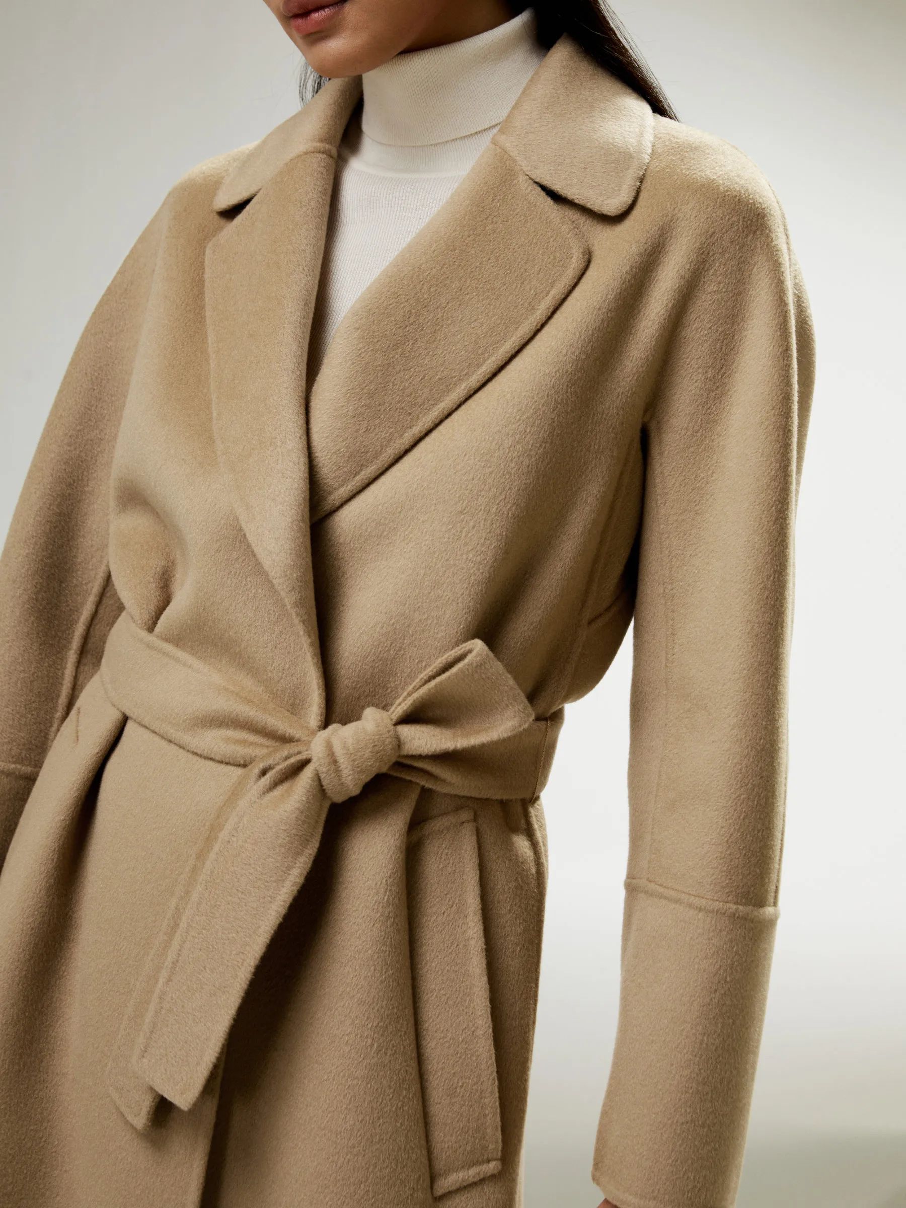 Double-faced Wool-blend Robe Coat | LilySilk
