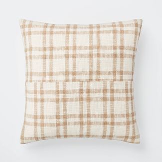 Woven Plaid Throw Pillow with Exposed Zipper Brown/Cream - Threshold™ designed with Studio McGe... | Target