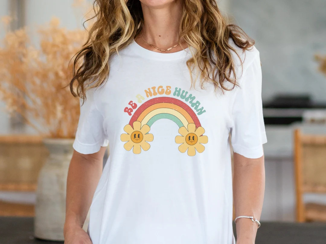 Be A Nice Human Shirt, Unisex Jersey Tee, Vintage Feel, Retro Design, Funny, Sarcastic Shirt, Goo... | Etsy (US)