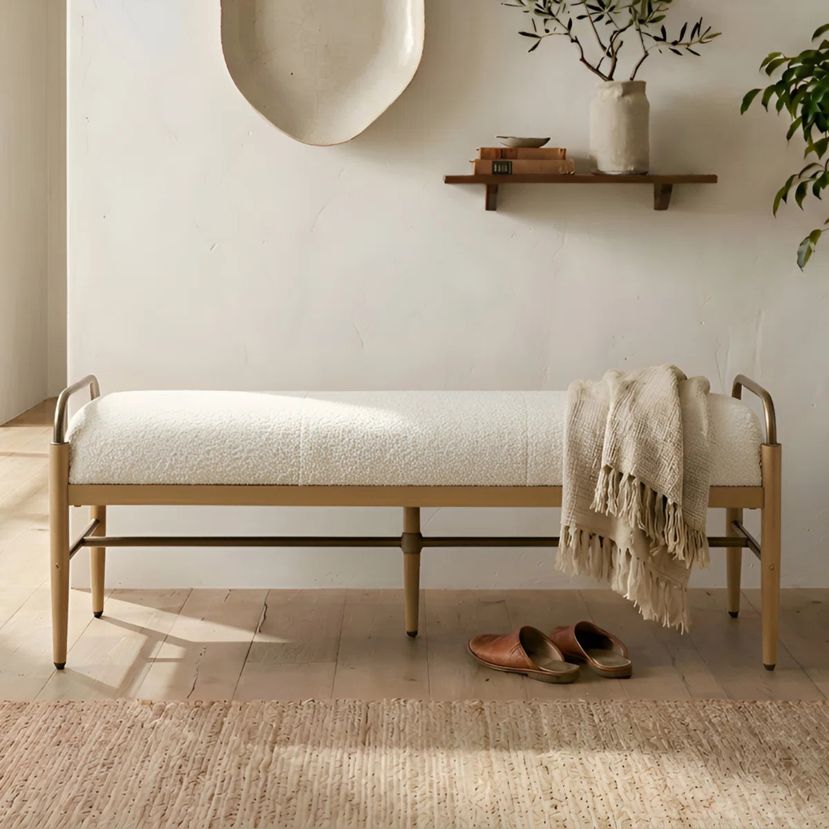 Modern Bench With Metal Frame | Wayfair North America