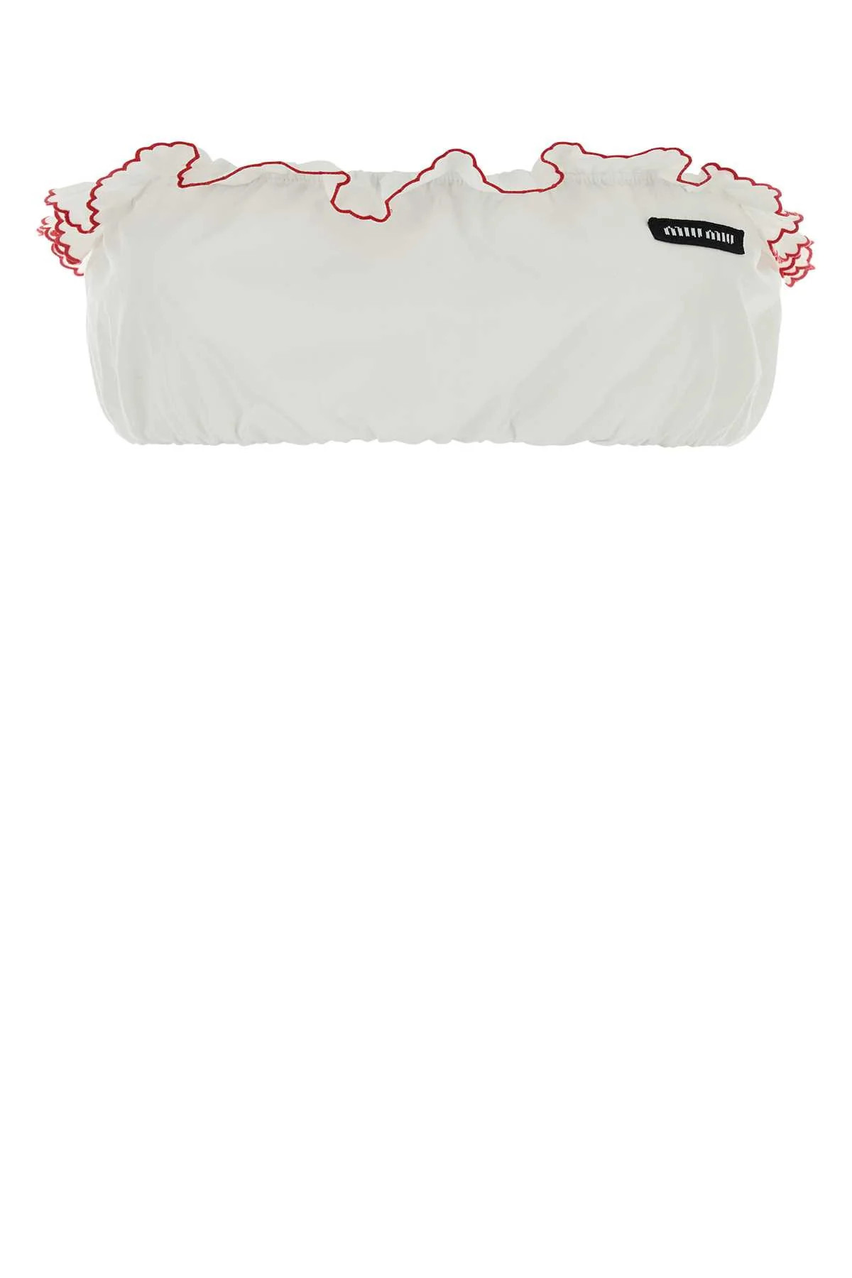 Miu Miu Ruffled Poplin Crop-Top Sweater — White - 42 | Italist Inc.