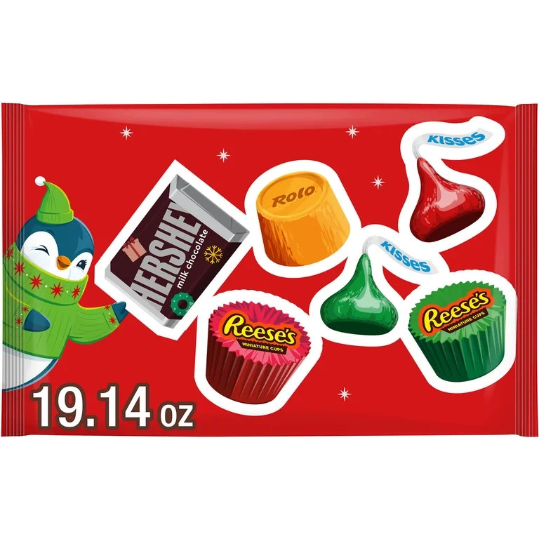 Hershey's, Reese's And Rolo Assorted Chocolate Flavored Christmas Candy, Variety Bag 19.14 oz | Walmart (US)