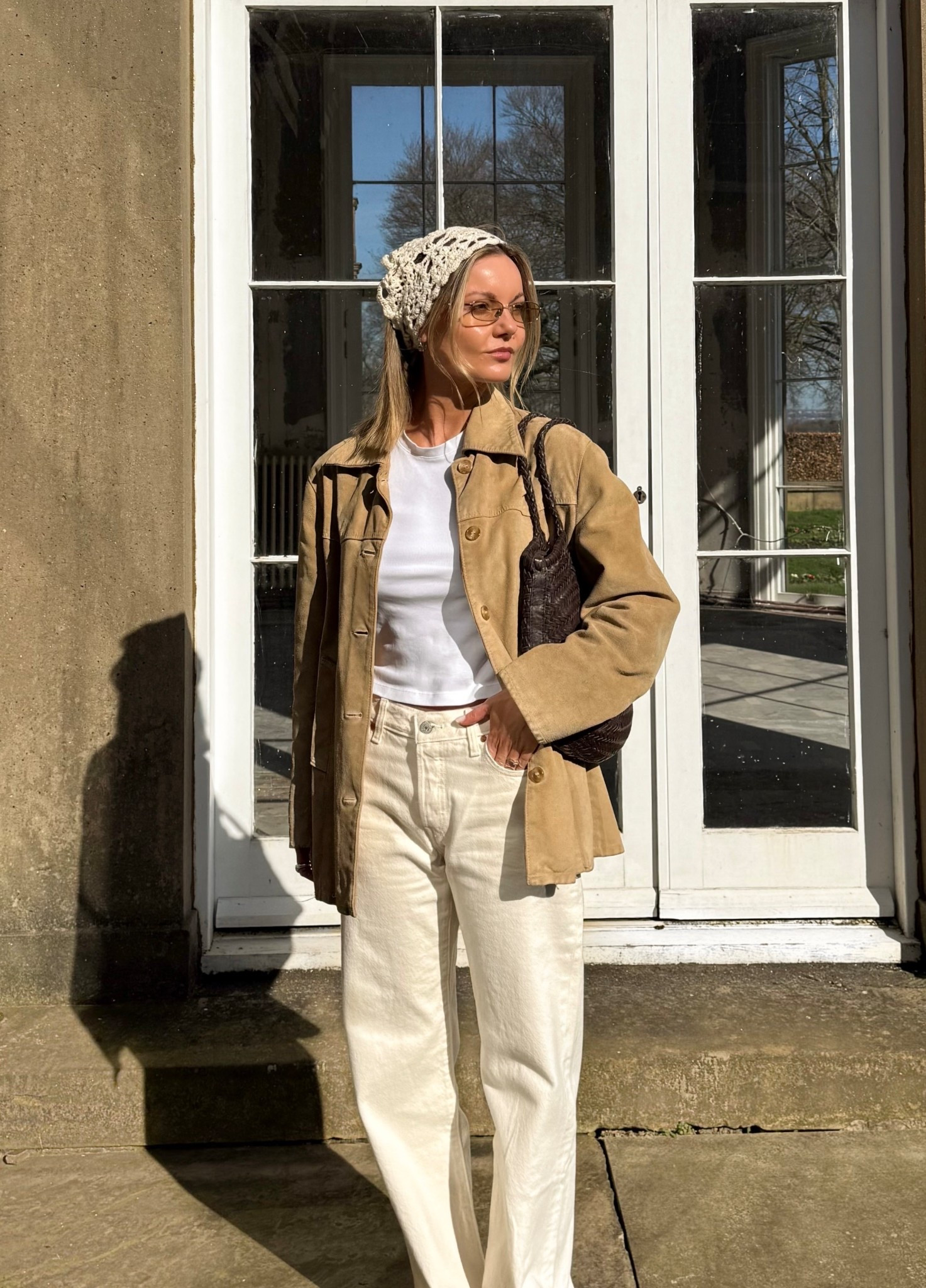 The spring textures were out in full force yesterday 🌼 
.
.
.
spring styling, suede jacket, crochet bandana, spring style 

#LTKjeans #LTKuk #LTKspring
