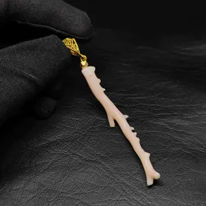 Salmon Pink Coral Charm Pendant Necklace-Handmade Gold Brass-Vintage Antique Gold Brass Jewelry-G... | Etsy (US)