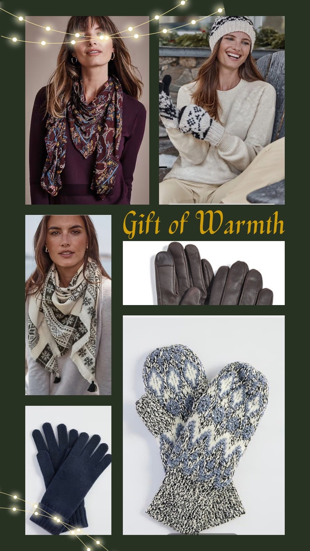 Give the gift of warmth this holiday season. Scarves, gloves, mittens and hats. For him
and her. Something for every budget 

#LTKGiftGuide #LTKSeasonal #LTKOver40