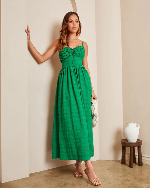 Giovanni Lace Up Back Maxi Dress - Green | VICI