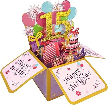 Asmallgf Sweet 15th Birthday Popup Card for Him Her, Naughty Fifteen Bday Gifts for Teen Girls Bo... | Amazon (US)