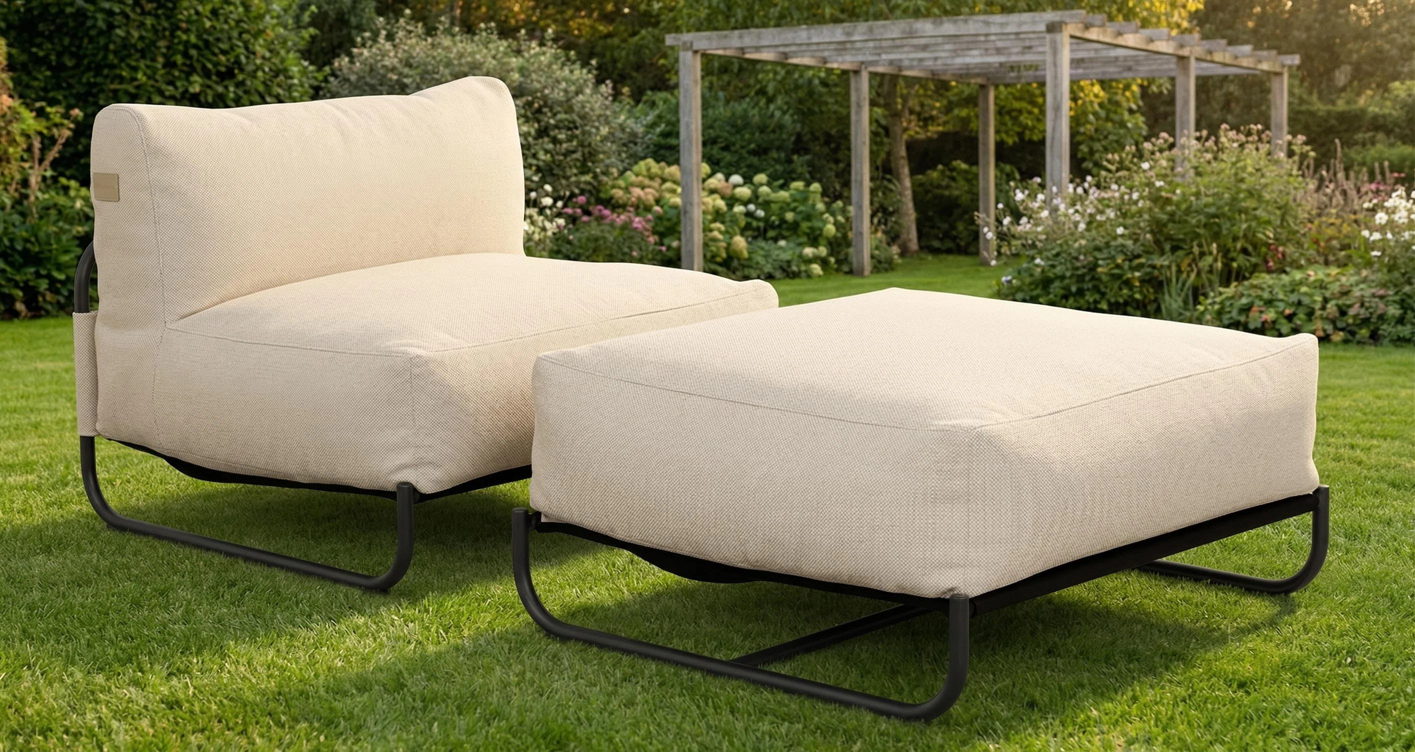 Outdoor Lounge Chair with Ottoman, Metal Frame Patio Chair Set | Wayfair North America