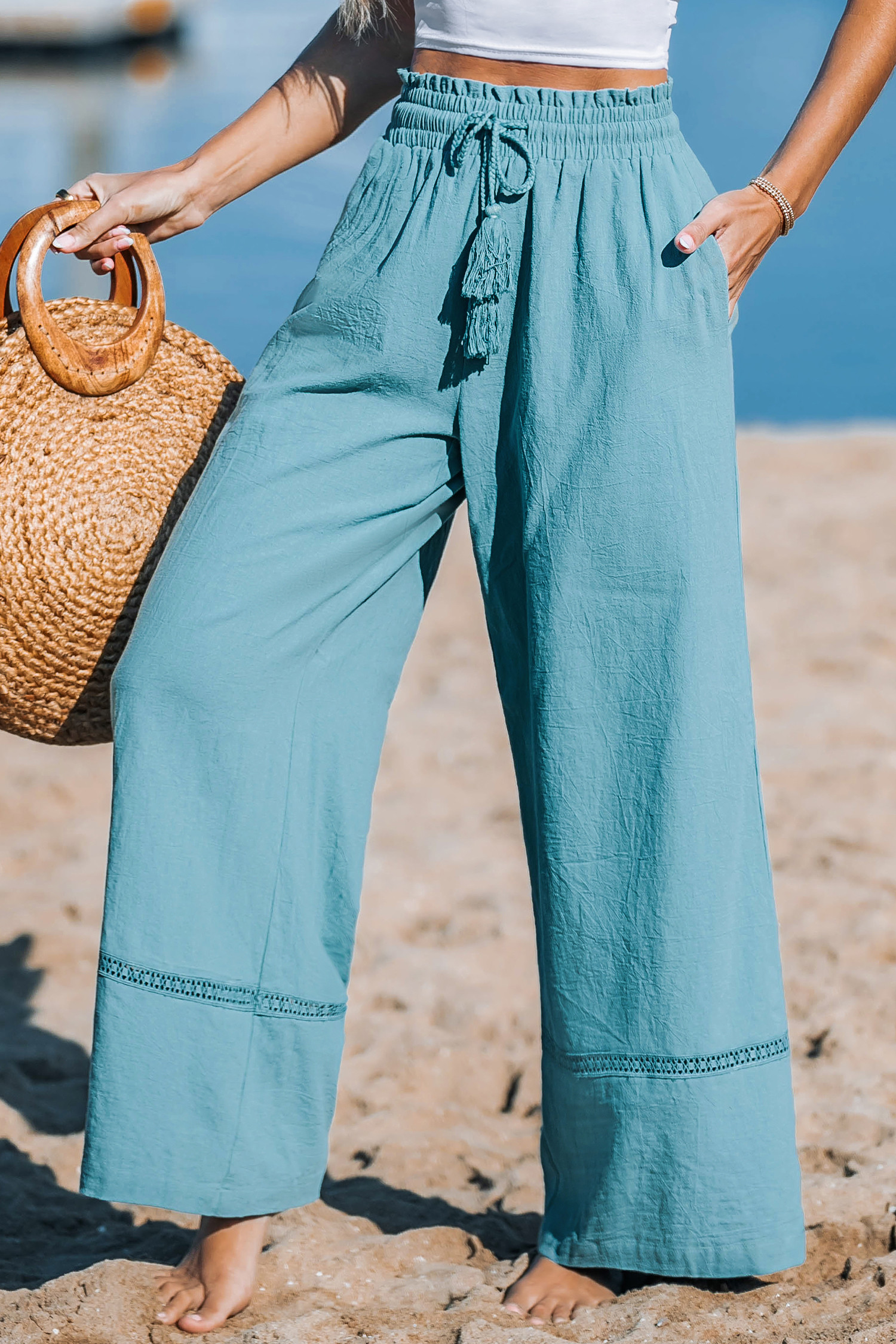 Mint Green Straight Leg High-Rise Pants | Cupshe US