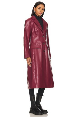 Apparis x Mansur Gavriel Collaboration Liv Apple Leather Coat in Rhubarb from Revolve.com | Revolve Clothing (Global)