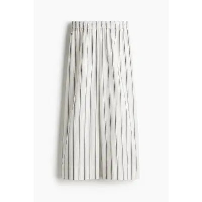 H&M Ankle-length Cotton Trousers in White/striped at Nordstrom, Size 4X-Large | Nordstrom